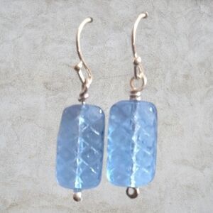 Handmade Pressed Glass on Sterling Silver Paddle Earrings New